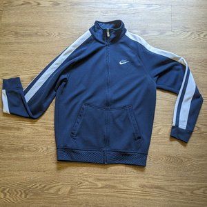 Mens Nike Striped Warm Up Zip Up Sport Track Athletic Jacket Navy